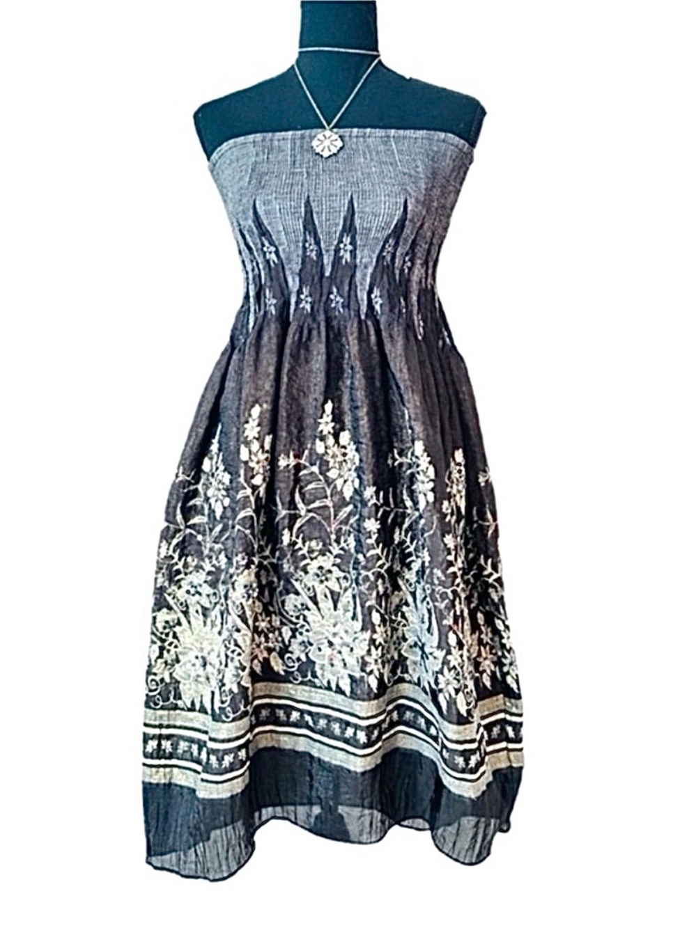#58 LAPIS ~ Black, Gray, Silver and Gold Metallic Dress/Skirt Fully Lined OS
